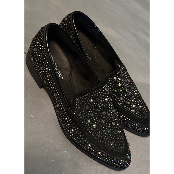Aerosoles Black Rhinestone Studded East End Memory Foam Loafers, Size 7 - Picture 3 of 10